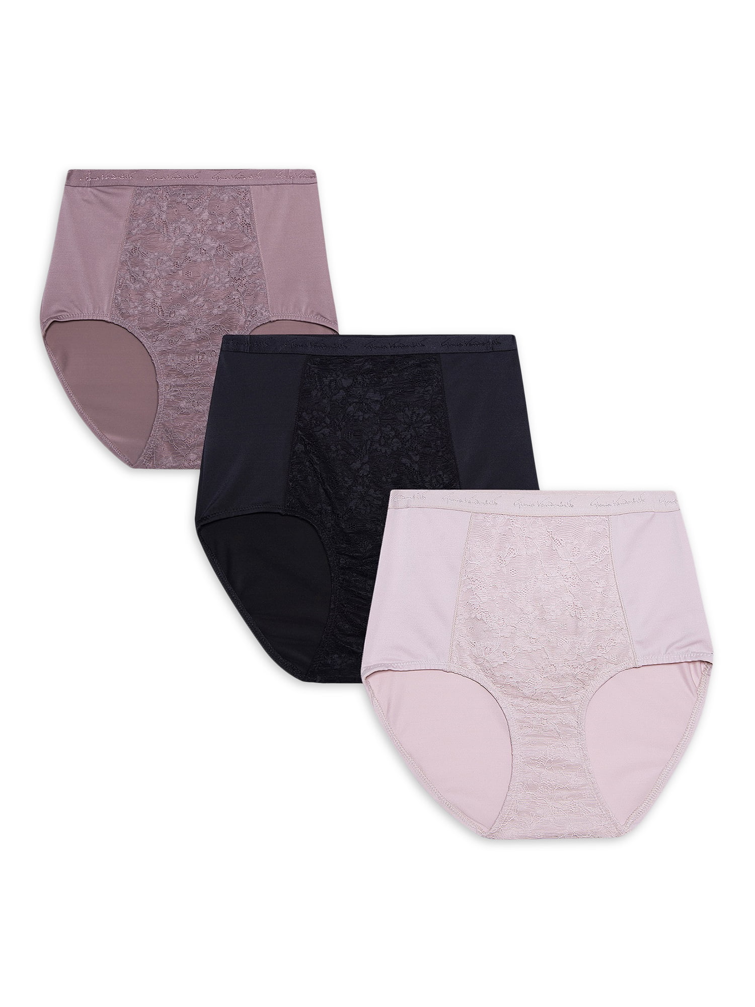 GLORIA VANDERBILT Soft 3 Pack Seamless Panties Briefs GRAY Floral