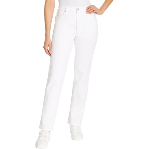 Gloria Vanderbilt Women’s Amanda Classic 5-Pocket Stretch Denim Jeans, Natural Waist, Tapered Leg (White, 4 Short)