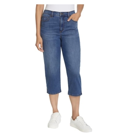 Gloria Vanderbilt Women's Amanda High Waisted 5 Pocket Capri Pant (6, Blue)