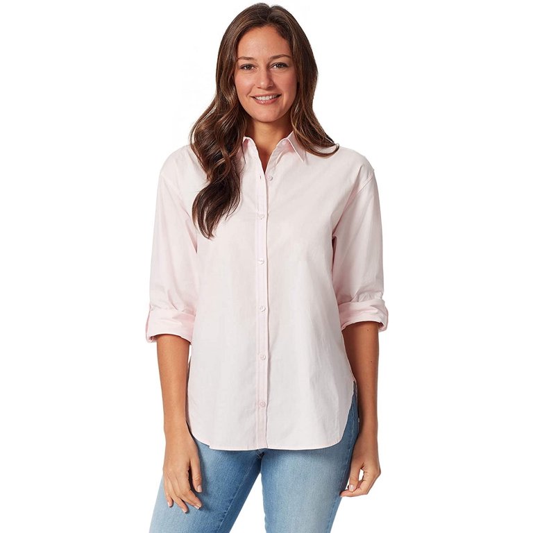 Gloria Vanderbilt Women's Amanda Monogram Button Down Shirt (Pink Parasol,  XXL)