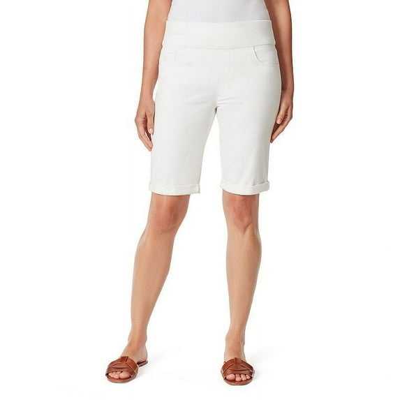 Gloria Vanderbilt Women's Amanda Pull-On Bermuda Shorts 14 Petite Vintage White