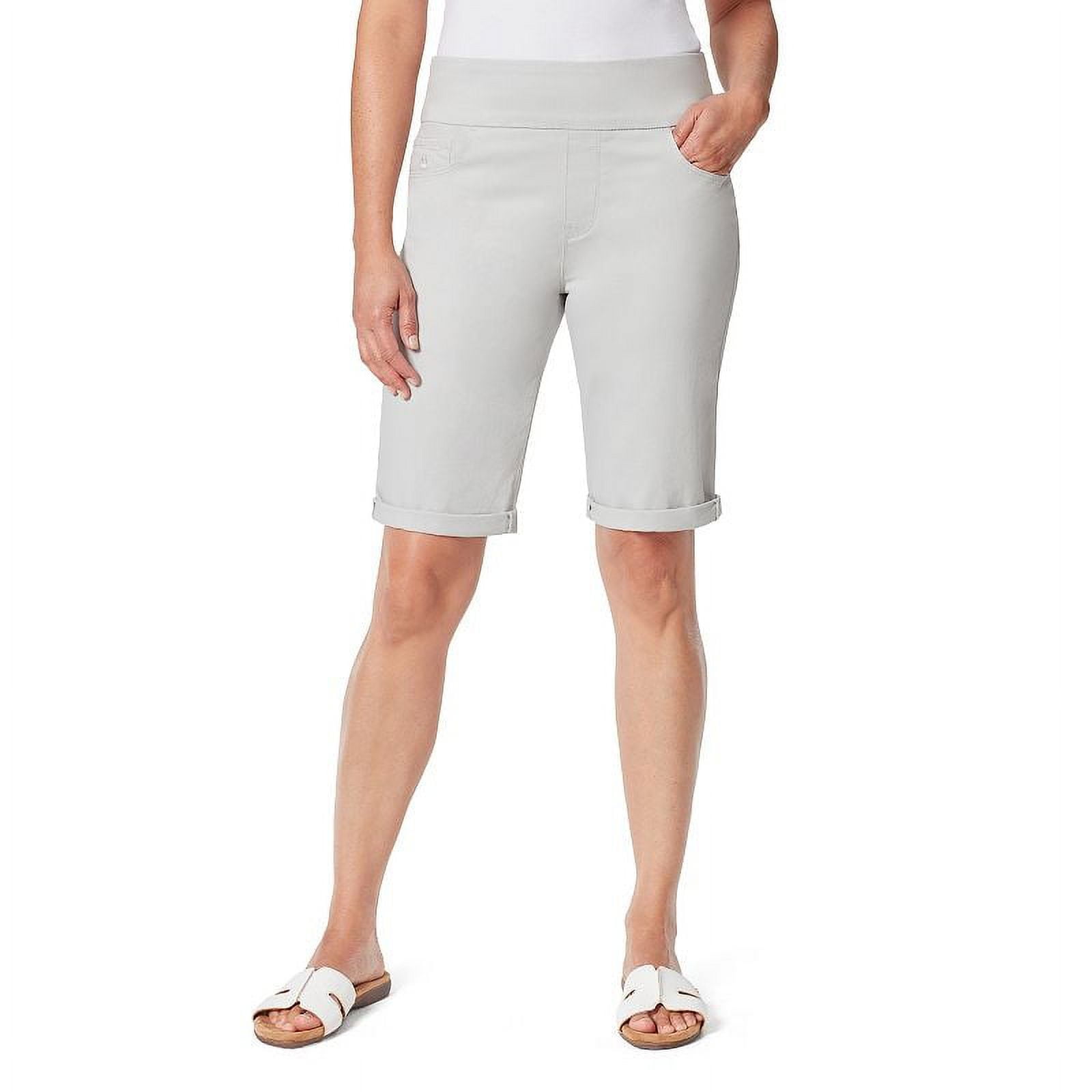 Short Jeans Donna Gloria Vanderbilt, Bianchi Con Stampa Papaveri, Vita Alta, Taglie 8-20