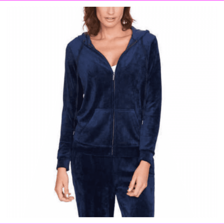 Gloria Vanderbilt Women s Ellie Velour Hoodie Jacket S Sapphire Navy