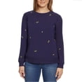 thumbnail image 1 of Gloria Vanderbilt Women's  Floral Embroidered Crewneck Pullover Sweater Top-Blue / 3X, 1 of 5