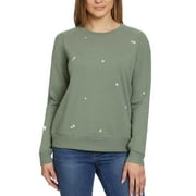 GLORIA VANDERBILT Women's Floral Embroidered Crewneck Pullover Sweater Top-Green / S