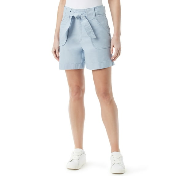 Gloria Vanderbilt Women's High Rise Belted Weekend Shorts, 6" Inseam