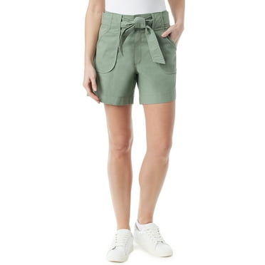 Gloria Vanderbilt Women's High Rise Belted Weekend Shorts, 6" Inseam