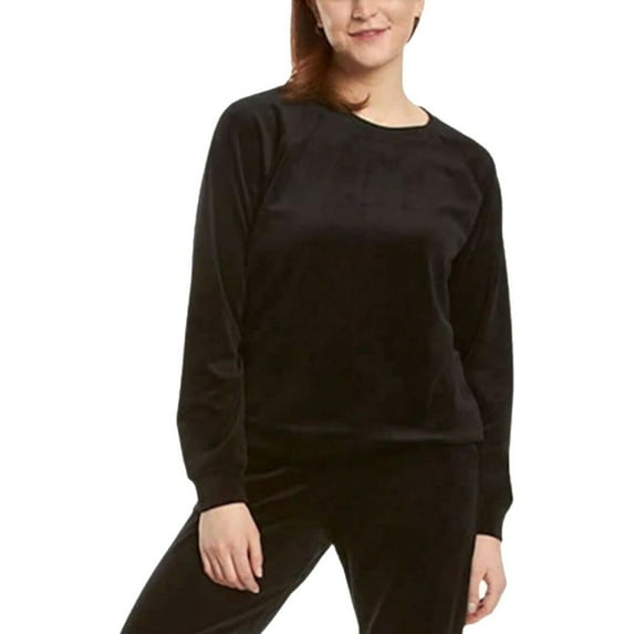 Gloria Vanderbilt Women's Long Sleeve Velour Pullover Top Small, Black