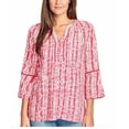 thumbnail image 1 of Gloria Vanderbilt Women's Nova Flutter Sleeve Blouse (Small, Weaving Azalea), 1 of 2