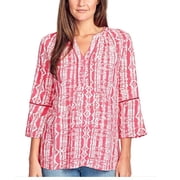 Gloria Vanderbilt Womens Nova Flutter Sleeve Blouse Small, Weaving Azalea