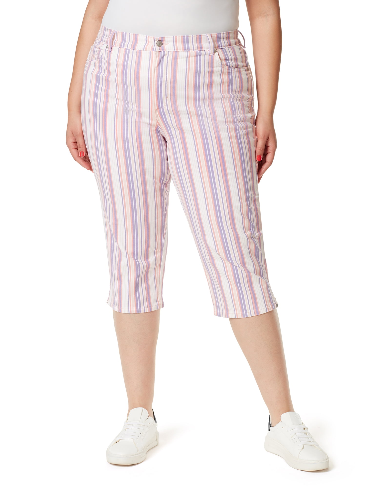 Gloria Vanderbilt Women's Plus Size Amanda Capri Pants with Rivets