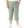 thumbnail image 1 of Gloria Vanderbilt Women's Plus Size Cargo Capri Tab Roll Cuff with Zip Front and Elastic Waist Standard, Garden Sage 18 Plus, 1 of 4