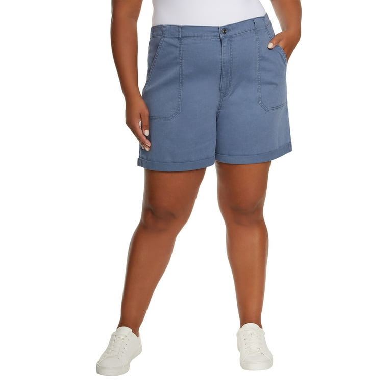 Gloria Vanderbilt Women s Plus Size Utility Shorts Blue 2X Walmart