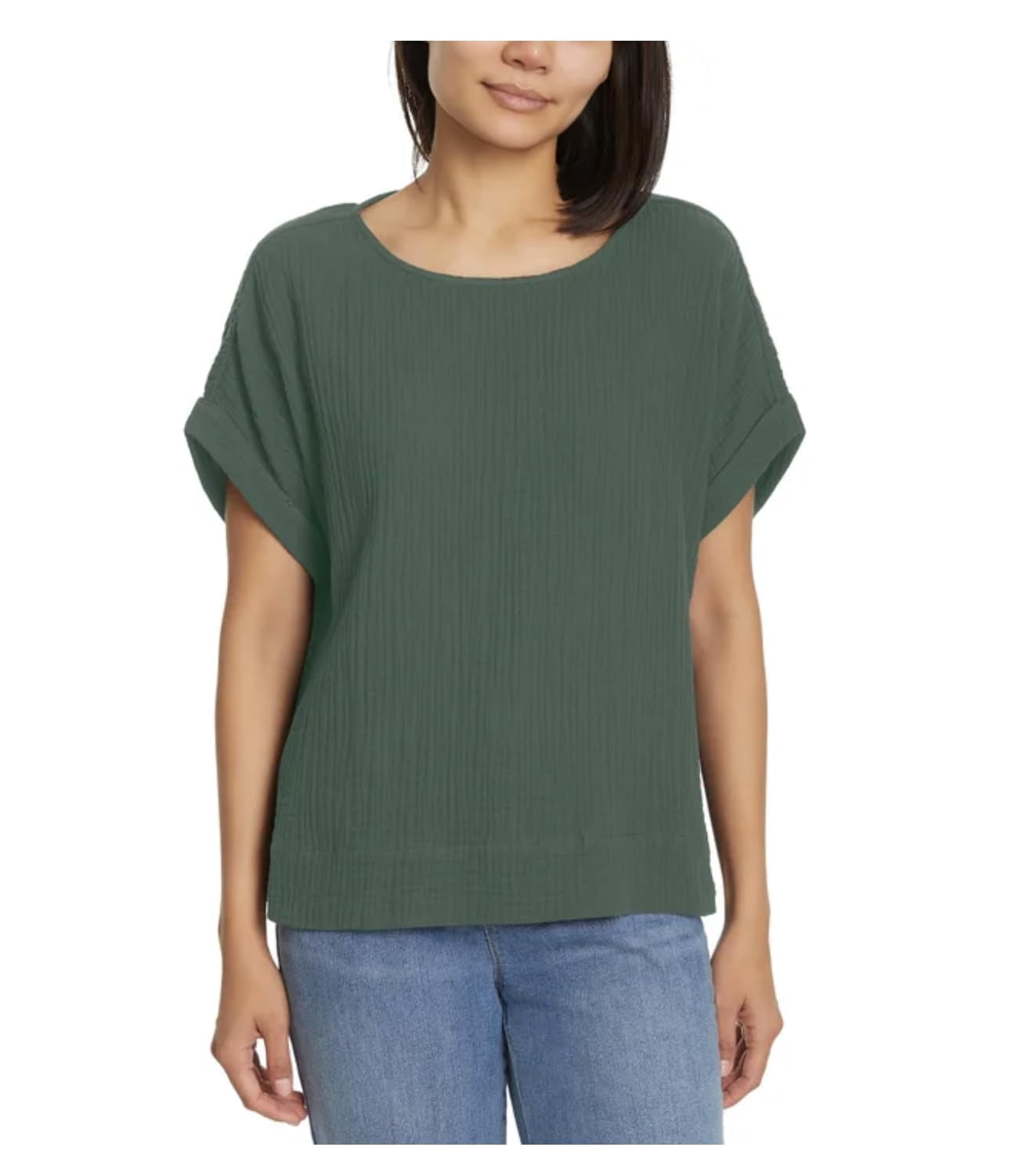 Gloria Vanderbilt Women's Short Sleeve Cotton Gauze Pullover Top