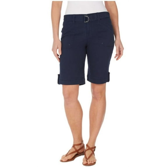 Gloria Vanderbilt Women's Sierra Belted Bermuda Shorts (10, Midnight Affair)