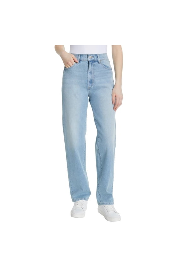 Women’s Straight Leg Relaxed Fit Cotton Stretch Jean (Light Blue, 14)