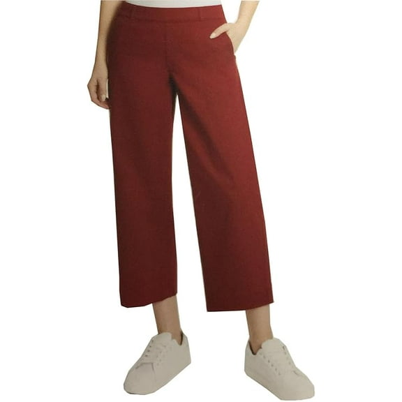 Gloria Vanderbilt Women's Wide Leg Pull On Crop Pants with Smoothing Tummy Panel Red 6