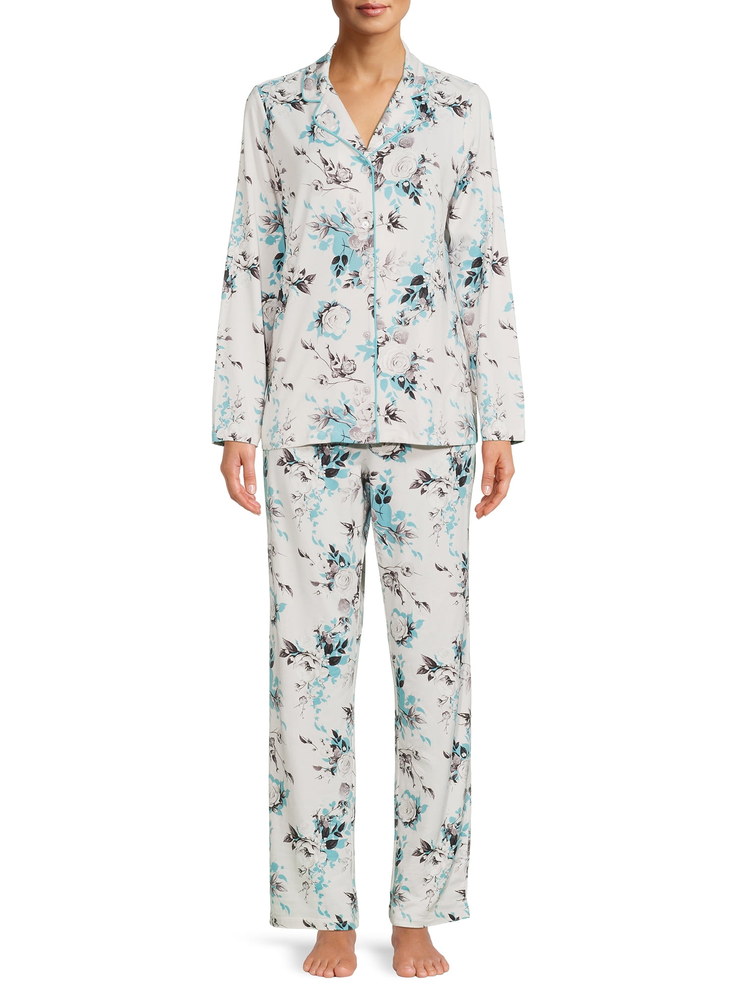 Gloria Vanderbilt Women's and Women's Plus Notch Collar Top and Pajama ...