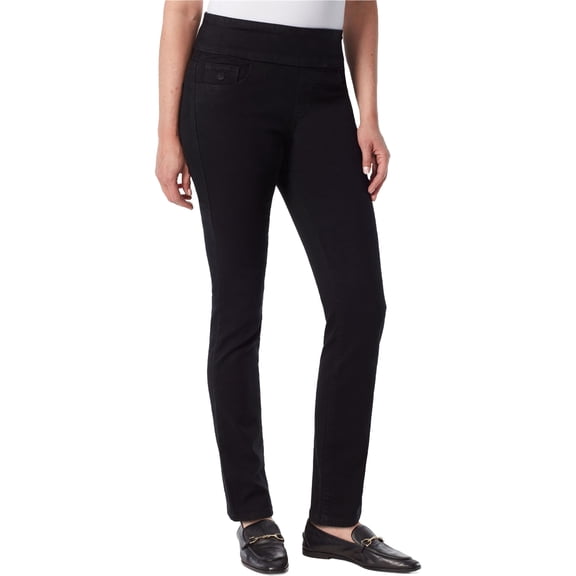 Gloria Vanderbilt Womens Amanda Straight Leg Jeans, Black, 4