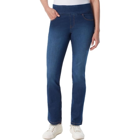 Gloria Vanderbilt Womens Amanda High Rise Pull On Straight Leg Jeans