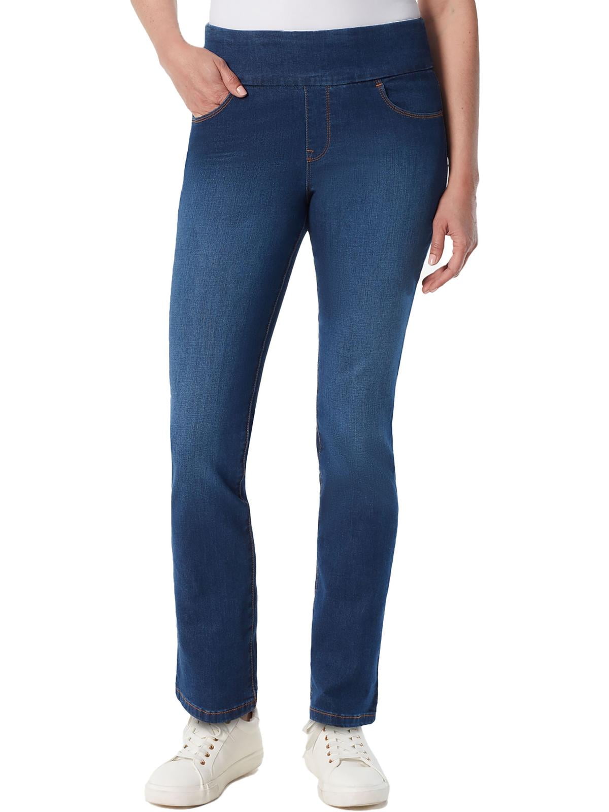 Gloria Vanderbilt Womens Amanda High Rise Pull On Straight Leg Jeans