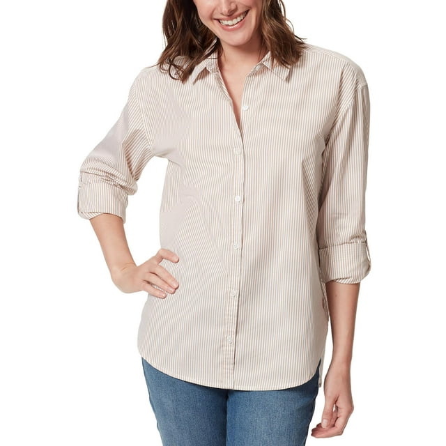 Gloria Vanderbilt Womens Amanda Shirt Collared ButtonDown Blouse