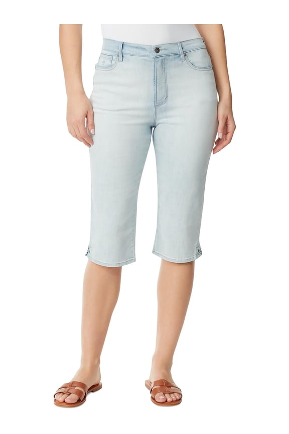 Womens Amanda Skimmer High Rise Knee-Length Denim Shorts