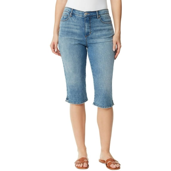 Gloria Vanderbilt Womens Amanda Skimmer High Rise Knee-Length Denim Shorts