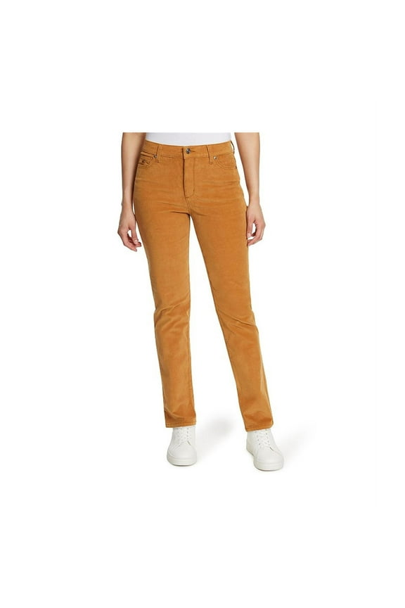 Womens Amanda Slim Casual Corduroy Pants, Orange, 14