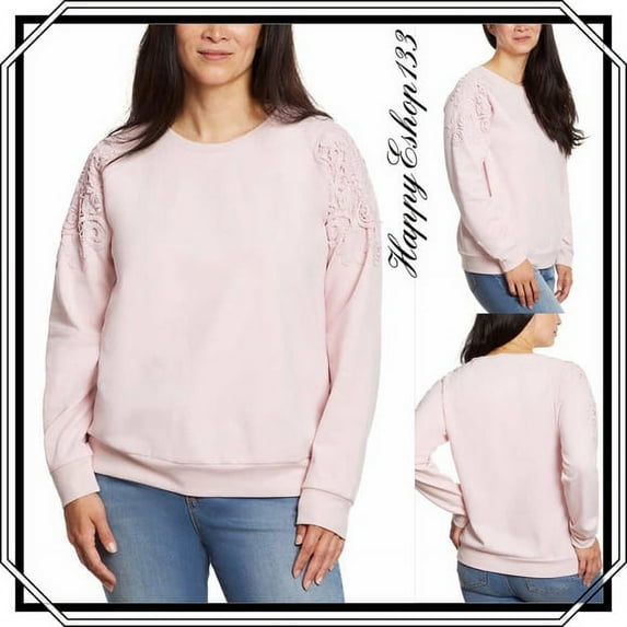 Gloria Vanderbilt Womens Crew Neck Pullover With Lace