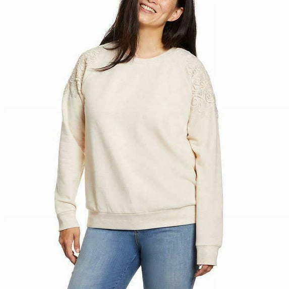 Gloria Vanderbilt Womens Crew Neck Pullover With Lace
