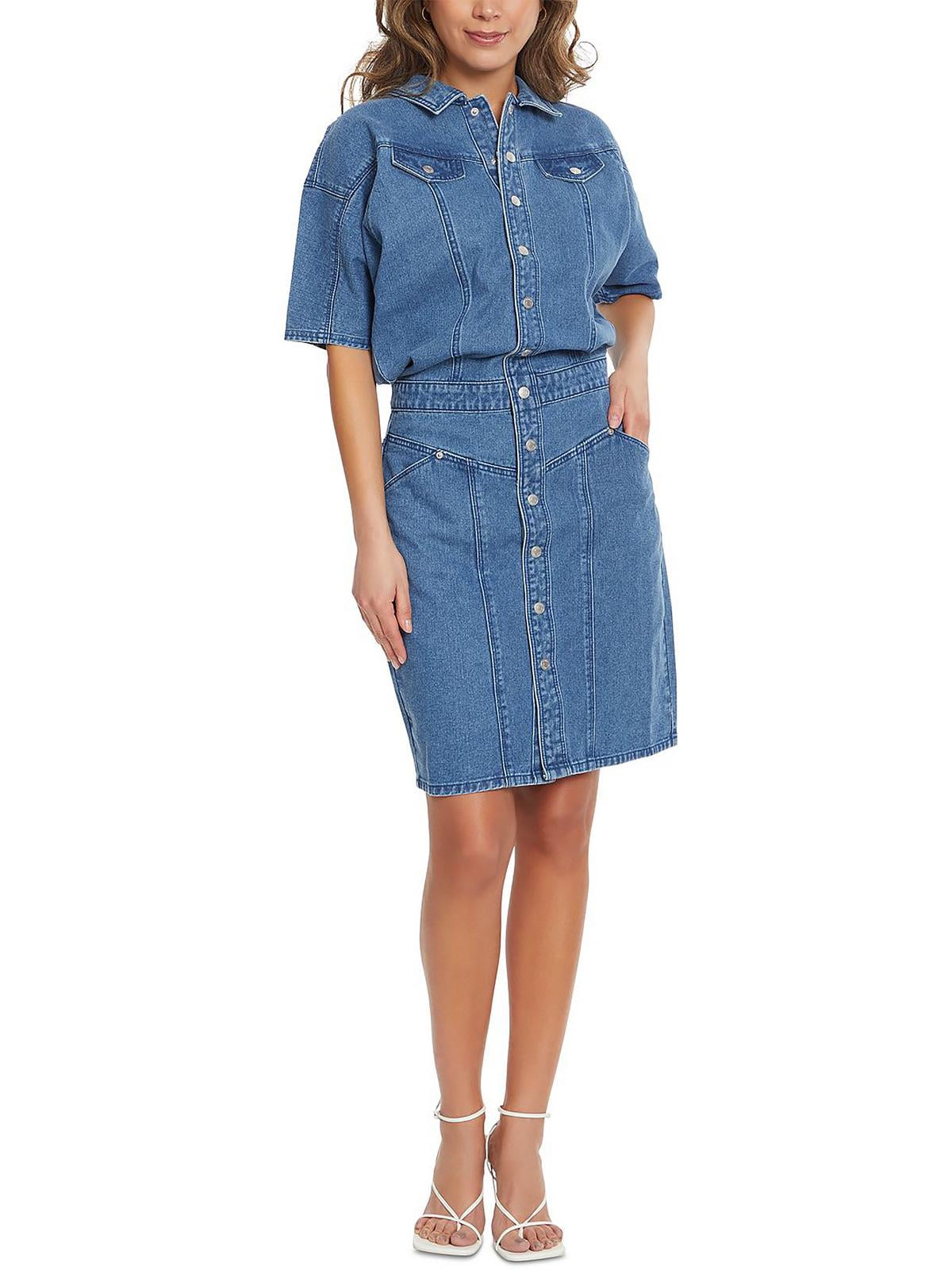 gloria vanderbilt denim dress VTG 90s Gloria Vanderbilt Button Front Denim Shirt Dress Skort SZ Petite  Med