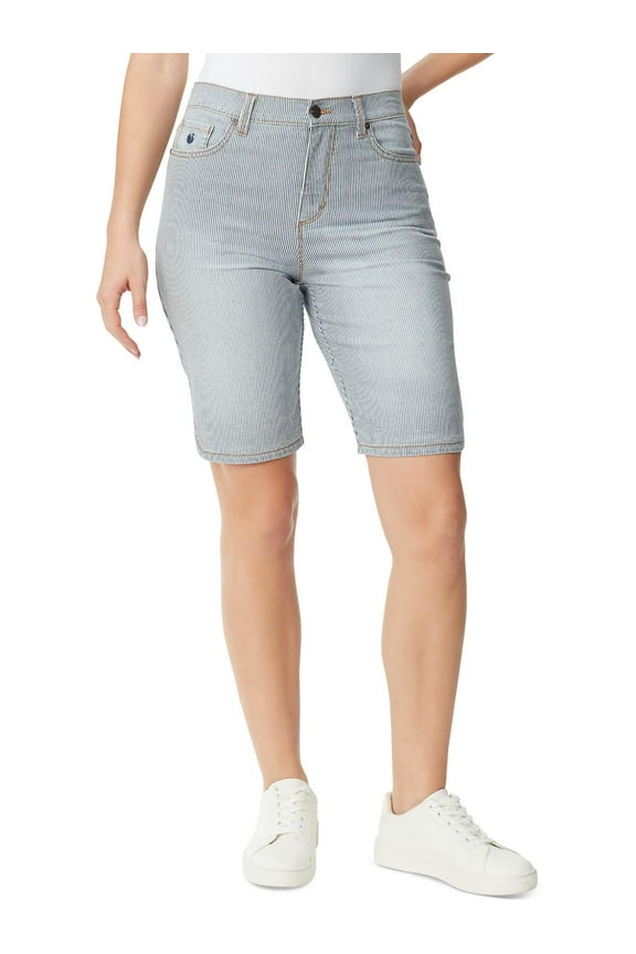 Womens Knee Length High Rise Bermuda Shorts