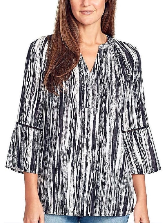 Women's Nova Flutter Sleeve Blouse (Small, Paint Flow Black)