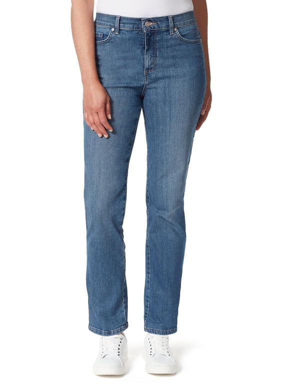 Womens Petites Amanda High Rise Medium Wash Tapered Leg Jeans