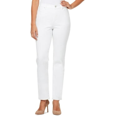 Gloria Vanderbilt Womens Petites Amanda Mid Rise Slimming Straight Leg Jeans