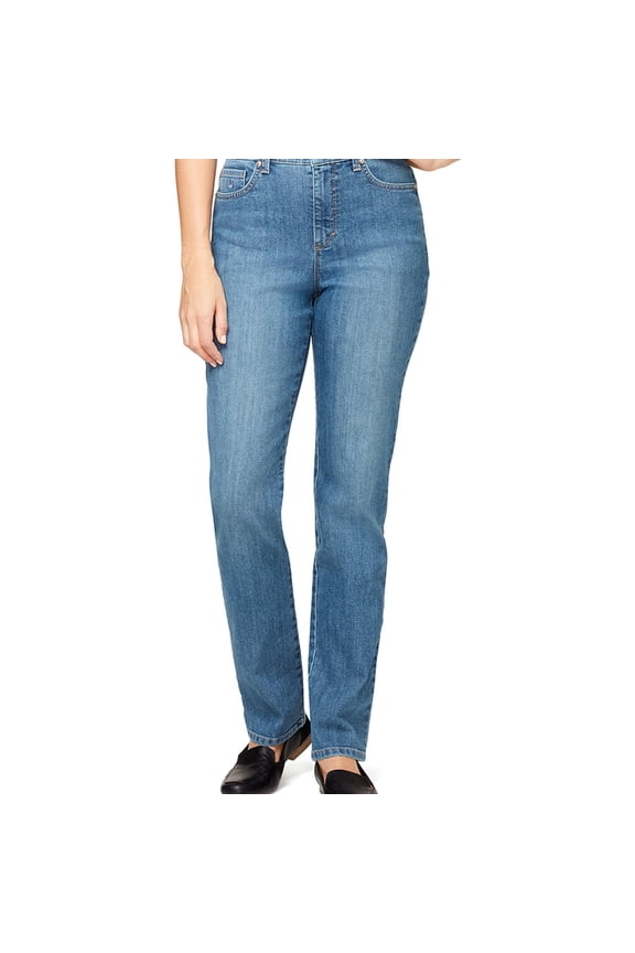 Womens Petites Amanda Solid Denim Straight Leg Jeans