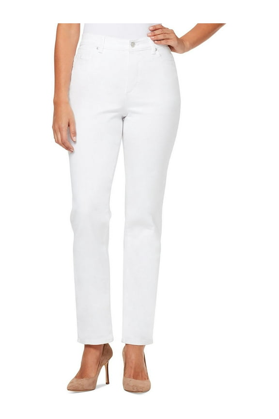 Womens Petites Ankle Slimming Straight Leg Jeans