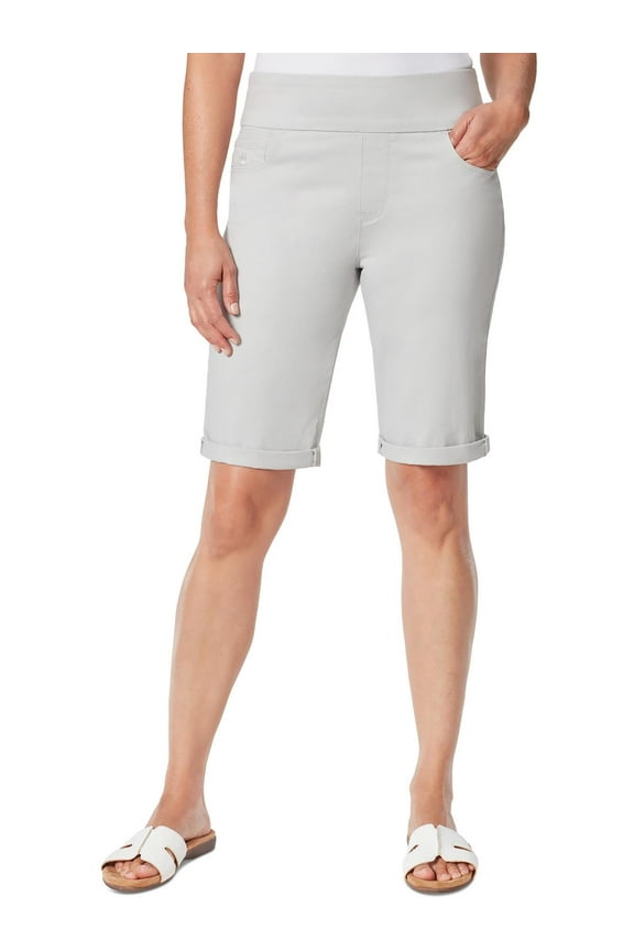 Womens Petites Mid Rise Knee Length Bermuda Shorts