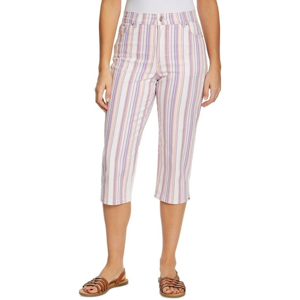 Gloria Vanderbilt Womens Striped Stretch Capri Jeans