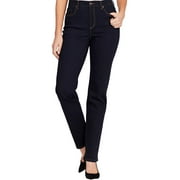 Gloria Vanderbilt Womens Petites High Rise Dark Wash Straight Leg Jeans