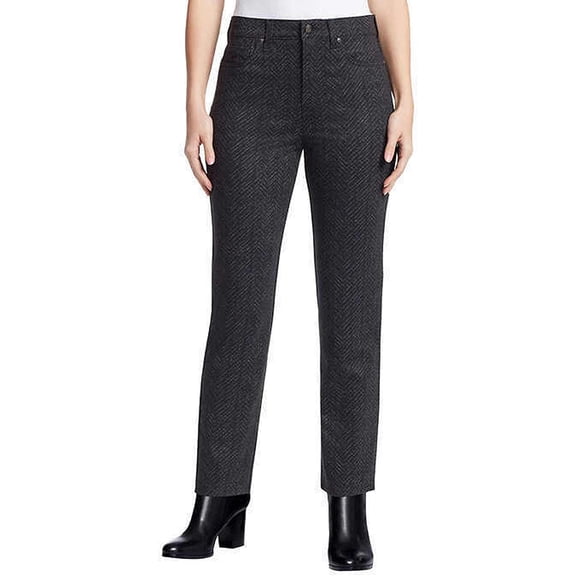 Gloria Vanderblit Women's Amanda Knit Ponte Tared Leg High-Rise Pant (Faded Chevron-Black,4)