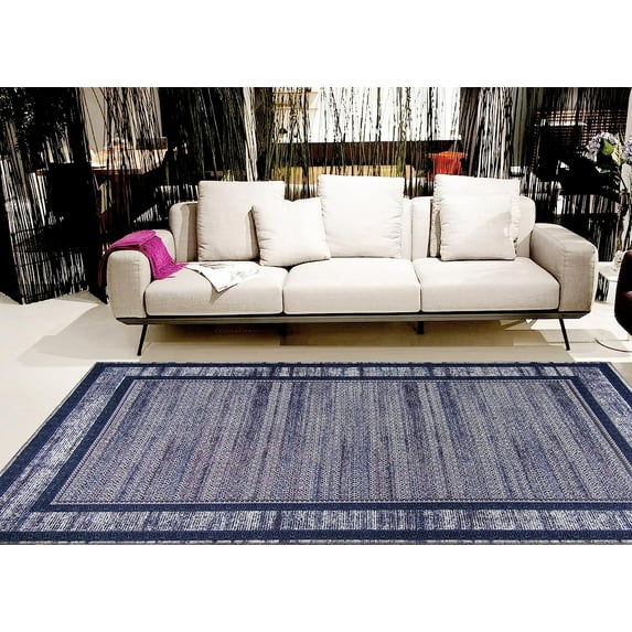 Gloria - Washable Area Rug Low Profile Bordered Washable Runners Anti Slip Backing Rugs for Living Room Light Weight Foldable Carpet