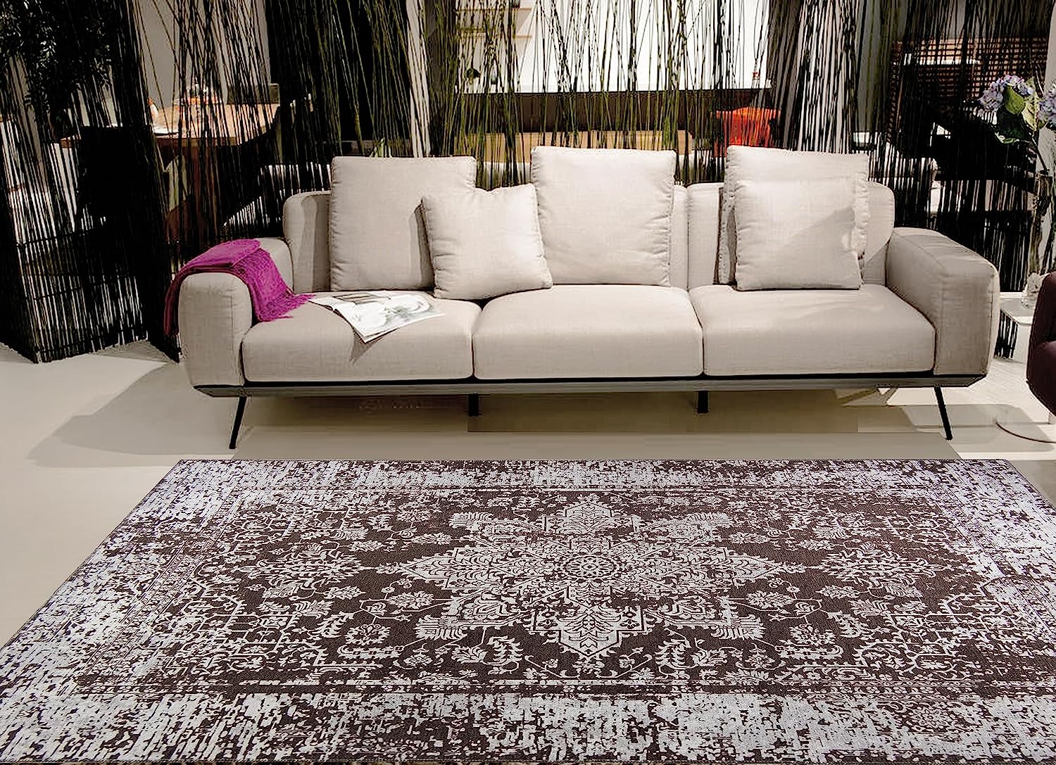 Gloria Washable Area Rug Low Profile Persian Washable Runners Anti