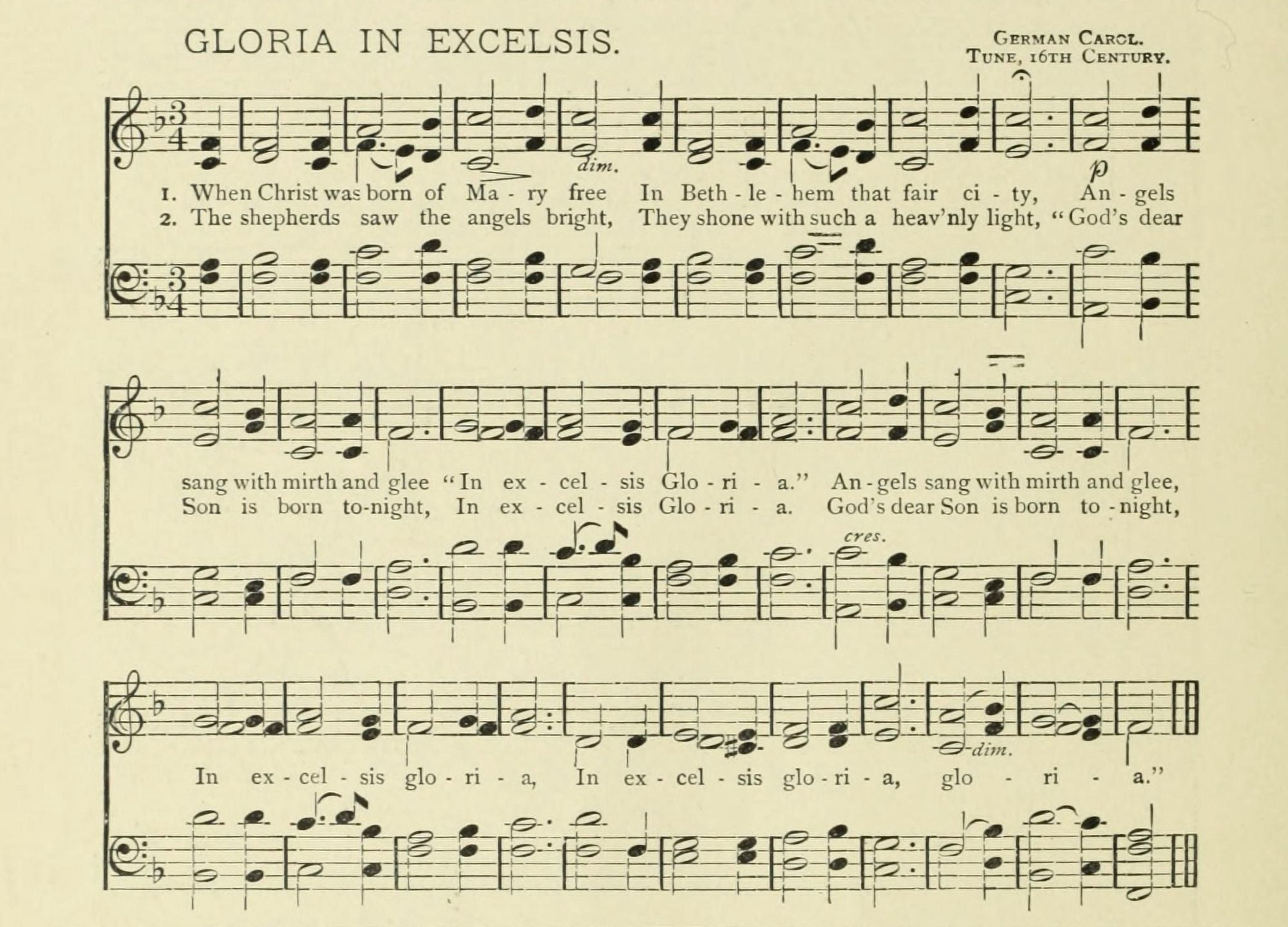 Gloria in Excelsis Christmas in Song 1891 Canvas Art -  (18 x 24)