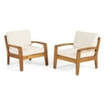 thumbnail image 1 of Gloriette Outdoor Acacia Wood Club Chairs with Cushions (Set of 2), Teak and Beige, 1 of 5