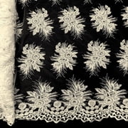 Gloriosa Bridal Lace Sequins Beaded Scallop Fabric for Dresses 52  BTY Off White