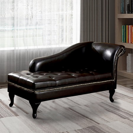 Glorious Contemporary Leatherette Storage Chaise Black- Saltoro Sherpi