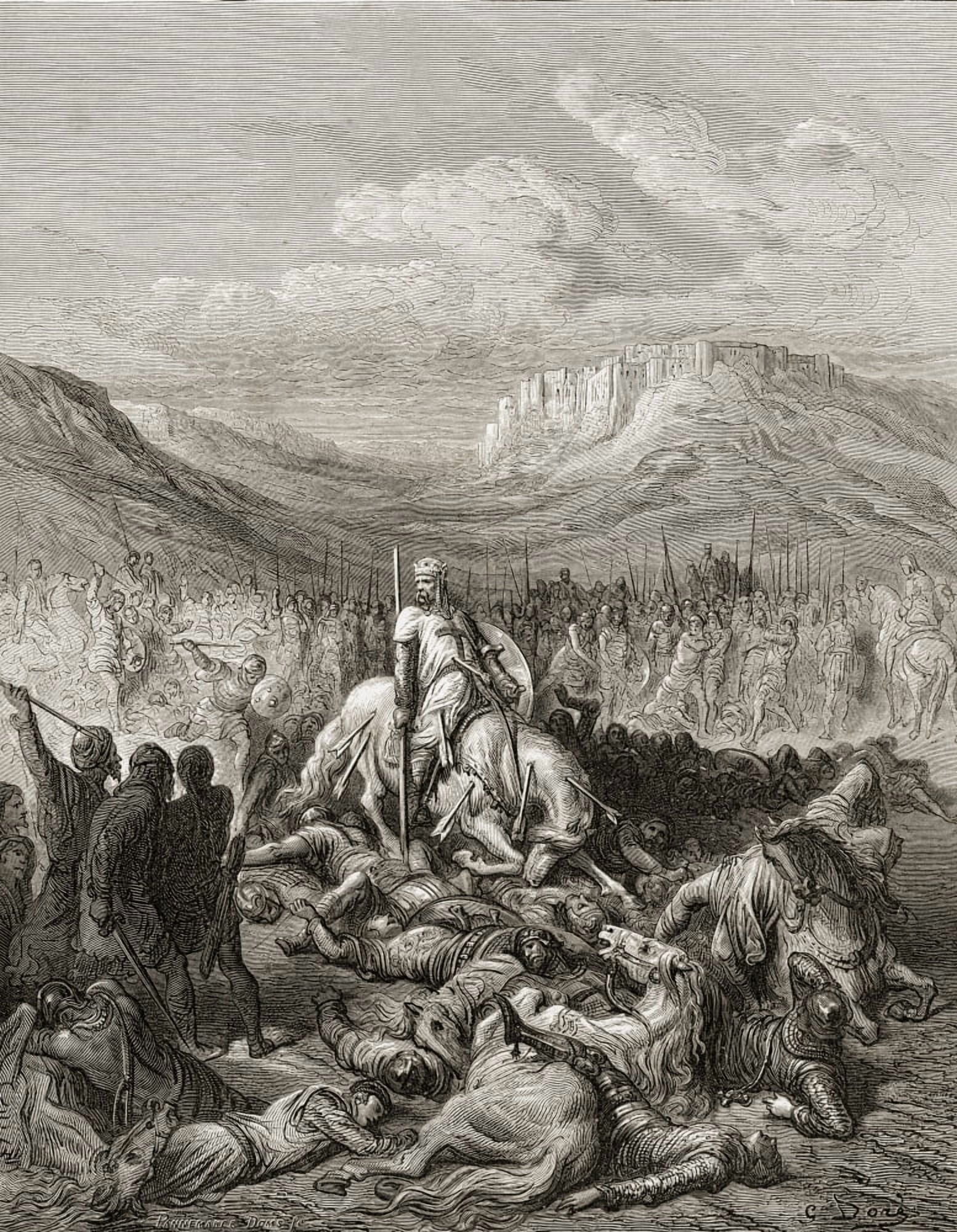 Glorious Death Of Jacques De Maille Marshal Of The Temple During The Second Crusade 1146 1188 Canvas Art - Ken Welsh Design Pics (13 x 17)