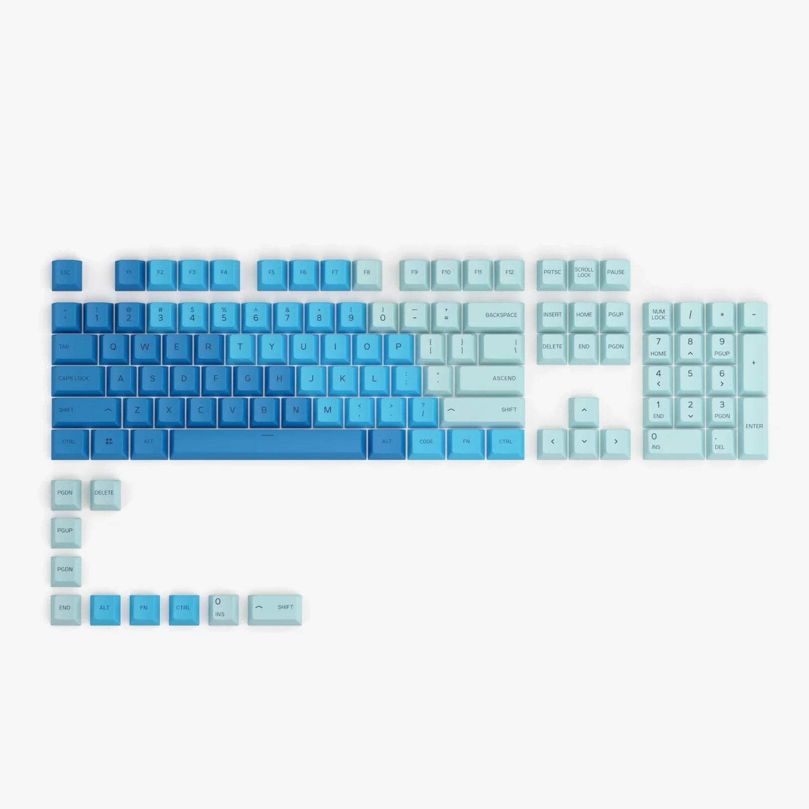 Glorious GPBT Dye Sublimated 114 MX-style Keycap Set for Full Size, TKL, Compact 75% Mechanical Keyboards - Caribbean Ocean